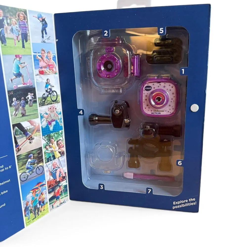 New VTech Kidizoom Action Cam Purple Kids Digital Video Camera Kit